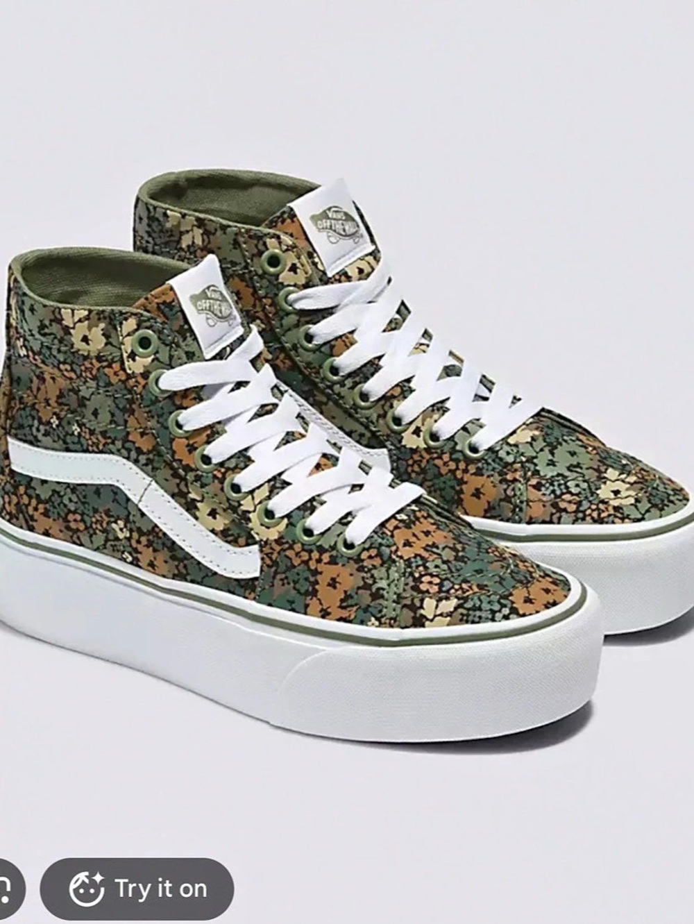 Vans Sk8-Hi Stackform Green Floral Platform Sneaker